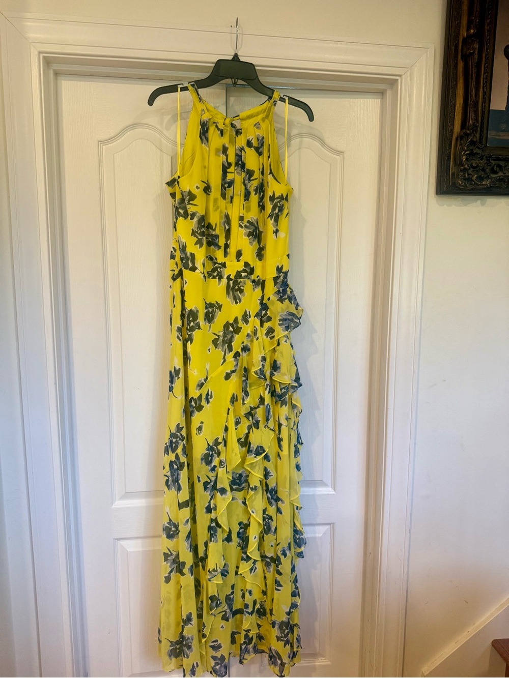 Eliza J Yellow Floral Ruffle Maxi Dress